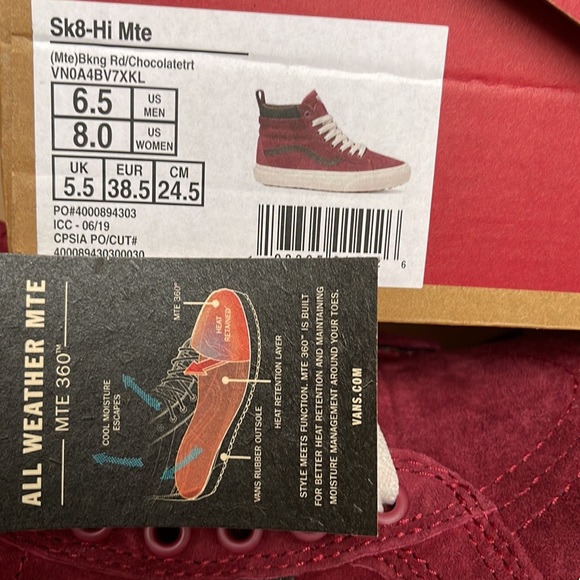 Vans Sk8-Hi MTE Blng Red/Chocolatetrt sneakers WMNS - Picture 16 of 16